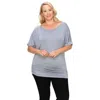Fashnzfab Short Sleeve Top Featuring A Round Neck And Ruched Sides In Grey
