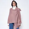 Fashnzfab Shoulder Strap Solid Ruana Poncho In Pink