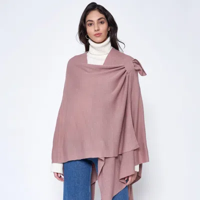 Fashnzfab Shoulder Strap Solid Ruana Poncho In Pink