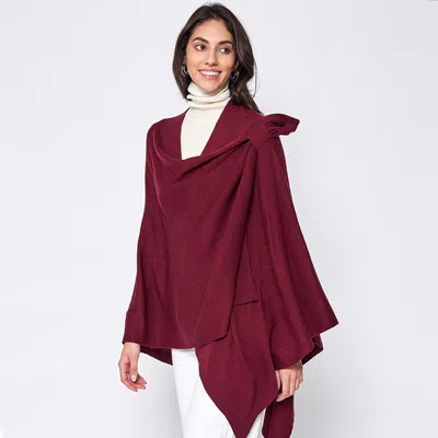 Fashnzfab Shoulder Strap Solid Ruana Poncho In White