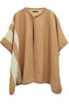 Fashnzfab Side Border Ruana In Brown