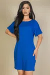 Shop Fashnzfab Side Pocket Double Folded Mini Dress In Blue