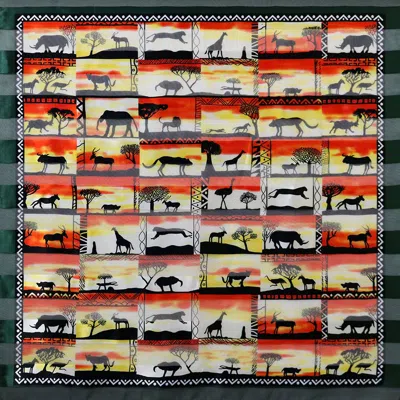 Fashnzfab Silk Feel Animal Shadow Print Square Scarf In Multi