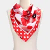 Fashnzfab Silk Feel Flower Print Square Scarf In Multi