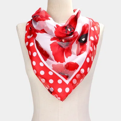 Fashnzfab Silk Feel Flower Print Square Scarf In Multi