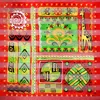 Fashnzfab Silk Feel Striped Giraffe Print Square Scarf In Red