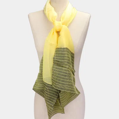 Fashnzfab Silk Feel Striped Giraffe Print Square Scarf In Yellow