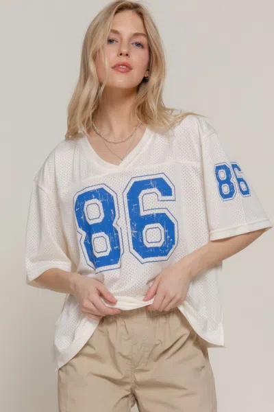 Fashnzfab Silk Screen Print Mesh Oversize Basball T-shirt