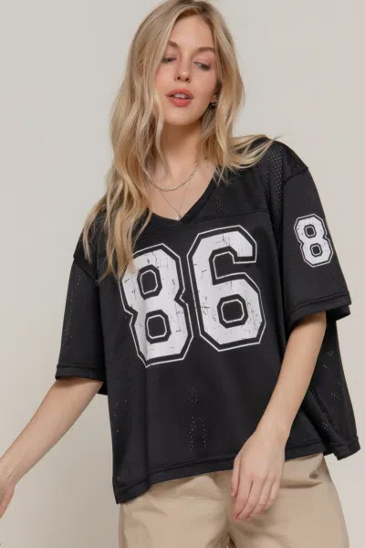 Fashnzfab Silk Screen Print Mesh Oversize Basball T-shirt