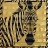 Fashnzfab Silky Satin Feel Zebra Print Square Scarf In Gold
