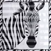 Fashnzfab Silky Satin Feel Zebra Print Square Scarf In White