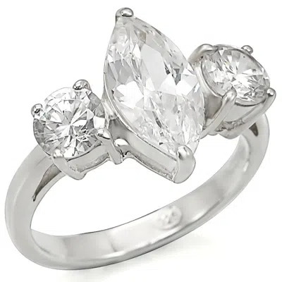 Fashnzfab Silver 925 Sterling Silver Ring With Aaa Grade Cz In Clear In Multi