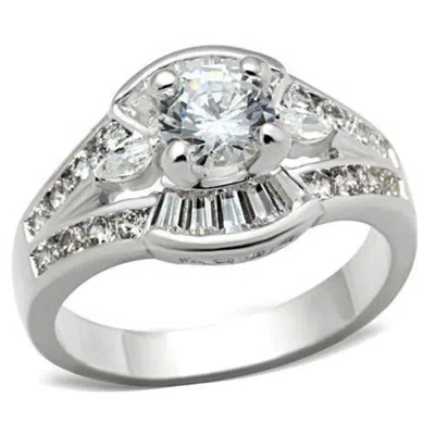 Fashnzfab Silver 925 Sterling Silver Ring With Aaa Grade Cz In Clear In Metallic