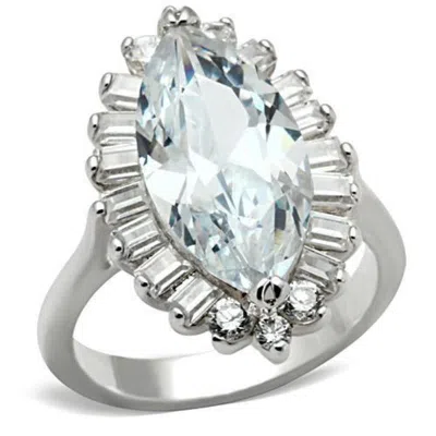 Fashnzfab Silver 925 Sterling Silver Ring With Aaa Grade Cz In Clear In Metallic