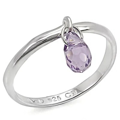 Fashnzfab Silver 925 Sterling Silver Ring With Genuine Stone In Amethyst In Multi