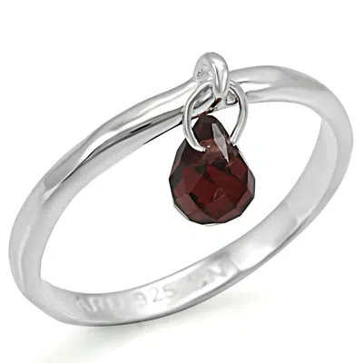 Fashnzfab Silver 925 Sterling Silver Ring With Genuine Stone In Garnet In Multi
