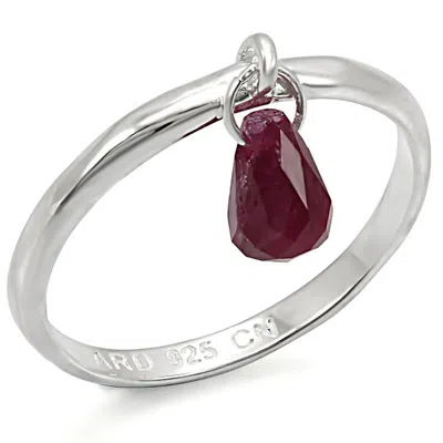 Fashnzfab Silver 925 Sterling Silver Ring With Genuine Stone In Ruby In Multi