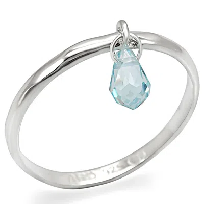 Fashnzfab Silver 925 Sterling Silver Ring With Genuine Stone In Sea Blue In Multi