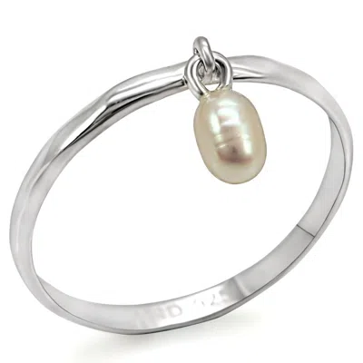 Fashnzfab Silver 925 Sterling Silver Ring With Semi-precious Pearl In White In Multi