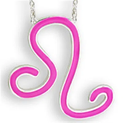 Fashnzfab Silver Brass Chain Pendant With Epoxy In Rose In Multi