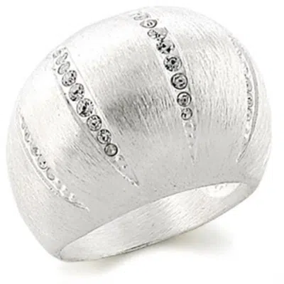 Fashnzfab Silver Brass Ring With Top Grade Crystal In Clear