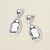 Fashnzfab Silver Dipped Abstract Pebble Drop Dangle Earrings In Multi