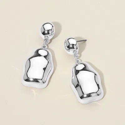 Fashnzfab Silver Dipped Abstract Pebble Drop Dangle Earrings In Multi