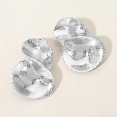 Fashnzfab Silver Dipped Abstract Sculpted Statement Earrings Worn Silver In Metallic
