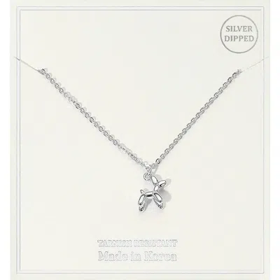 Fashnzfab Silver Dipped Balloon Dog Pendant Necklace In Multi