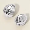 Fashnzfab Silver Dipped Bold Ribbed Dome Earrings In Multi