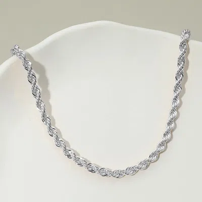 Fashnzfab Silver Dipped Bold Rope Chain Necklace In Multi
