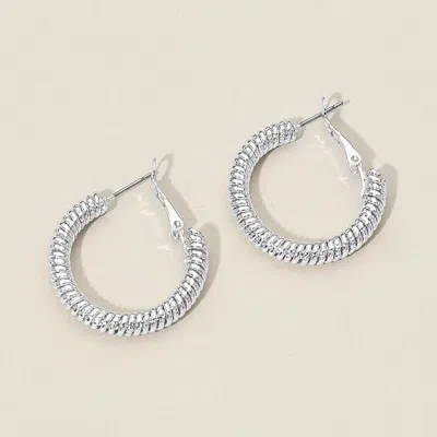 Fashnzfab Silver Dipped Coil-texture Hoop Earrings 1.2" X 1.2" In Multi
