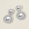 Fashnzfab Silver Dipped Double Cluster Drop Earrings In Multi