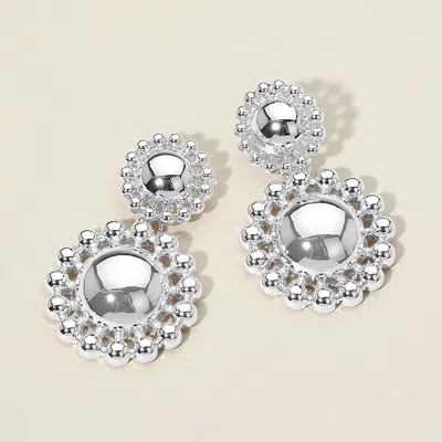 Fashnzfab Silver Dipped Double Cluster Drop Earrings In Multi