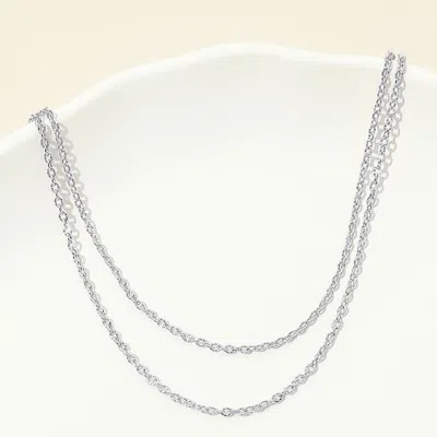 Fashnzfab Silver Dipped Double Layer Cable Chain Necklace In Metallic