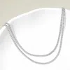 Fashnzfab Silver Dipped Double Layer Classic Curb Chain Necklace In Multi