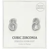 Fashnzfab Silver Dipped Double Loop Cz Stone Accent Stud Earrings In Multi