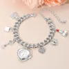 Fashnzfab Silver Dipped Key Lipstick Heart Charm Watch Bracelet - Red, Rhodium In Metallic