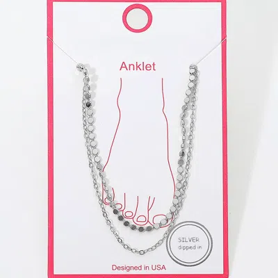 Fashnzfab Silver Dipped Layered Disc Chain Anklet