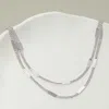 Fashnzfab Silver Dipped Layered Flat Disc Accent Curb Chain Necklace In Silver