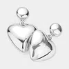 Fashnzfab Silver Dipped Metal Heart Dangle Earrings In Silver