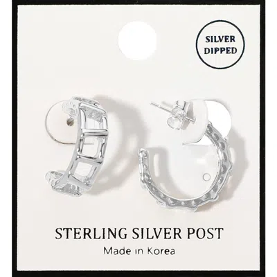 Fashnzfab Silver Dipped Mini Hoop Earrings In Metallic