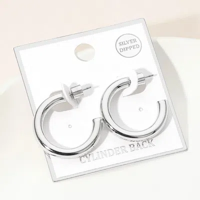 Fashnzfab Silver Dipped Open Hoop Earrings
