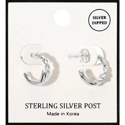 Fashnzfab Silver Dipped Rope Mini Hoop Earrings In Multi