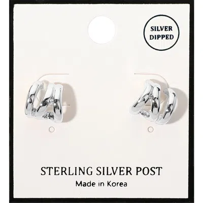 Fashnzfab Silver Dipped Split Mini Hoop Earrings