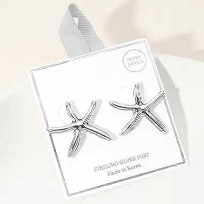 Fashnzfab Silver Dipped Starfish Earrings In Multi