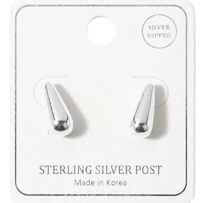 Fashnzfab Silver Dipped Sterling Silver Post Teardrop Earrings - Rhodium