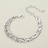 Fashnzfab Silver Dipped Stone Paved Geometric Link Chain Bracelet In Silver
