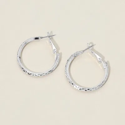 Fashnzfab Silver Dipped Textured Hoop Earrings 1.2" X 1.2" In Multi