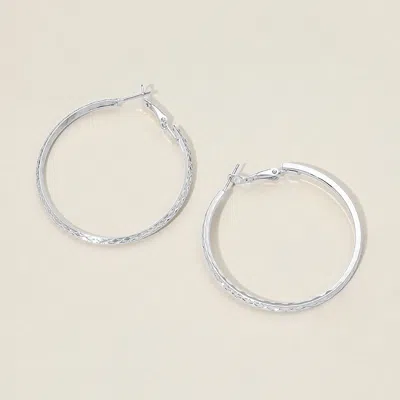 Fashnzfab Silver Dipped Textured Hoop Earrings In Multi